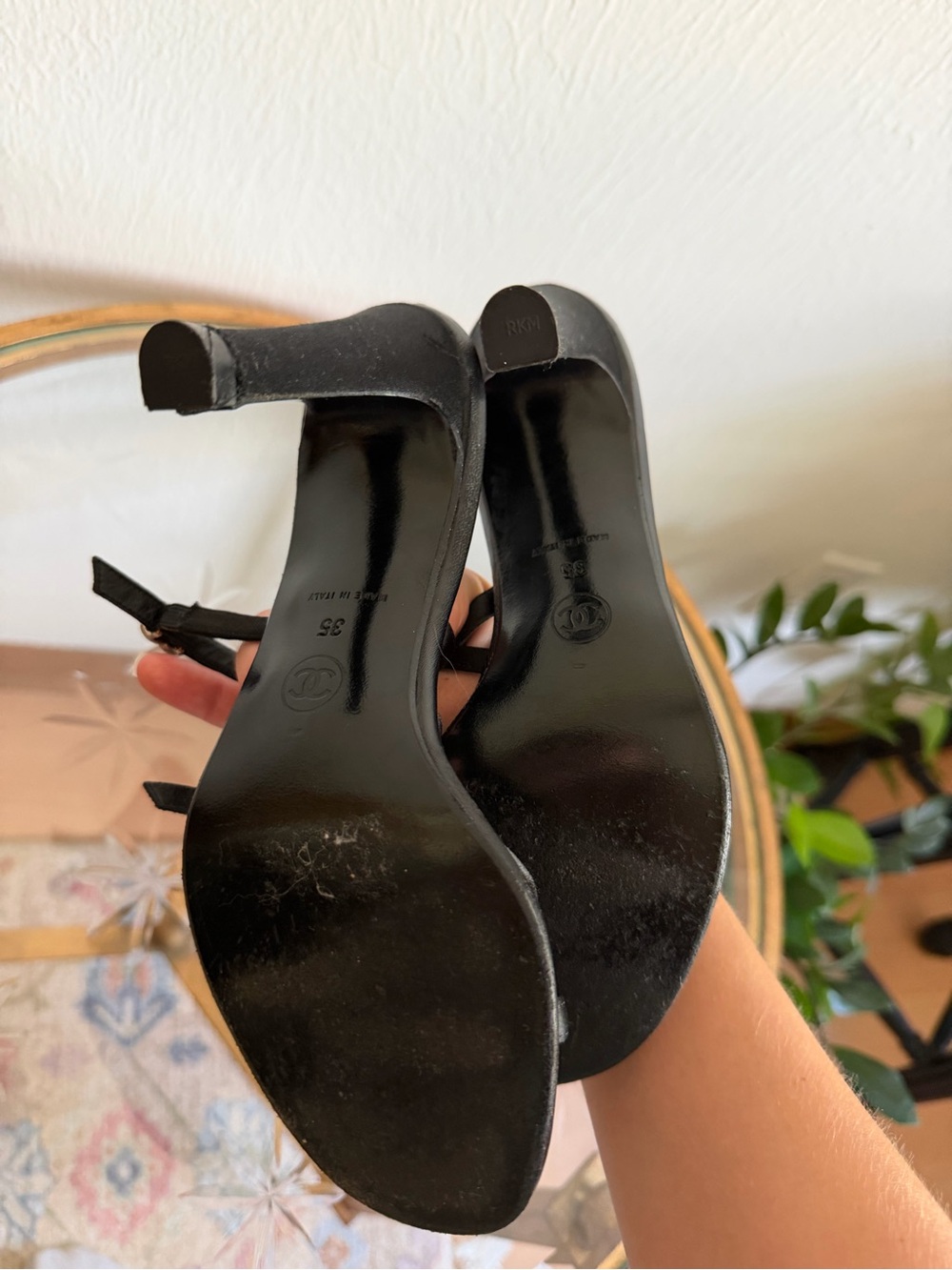 CHANEL Black Crystal CC-Strap Heels - Picture 3 of 3